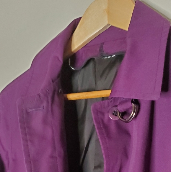 Grape Purple London Fog Single Breasted Trench Coat - Picture 15 of 15